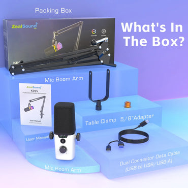 USB Gaming Microphone,Pc Microphone for Phone Tablet with RGB for Streaming Podcast Vocal Recording ASMR, Computer Mic with Noise Cancellation,Mute Button,Gain Knob,Desktop Arm Boom Stand