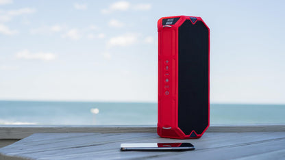 Hydrashock Everythingproof Portable Wireless Bluetooth Speaker, Red, 20 Hrs Playtime, IP67 Waterproof, LED Lights