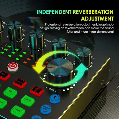 Podcast Equipment Kit, Audio Interface & All-In-One Live Sound Control Device, Sound Card Set, Ideal for Recording, Gaming, Singing, Broadcasting, Live Streaming
