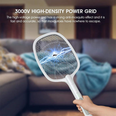 Portable Electric Mosquito Swatter, USB Rechargeable Insect Trap, Mosquito Insecticide, Physically Safe and Harmless, Used to Kill Mosquitoes, Insects and Flies, with a Base Suitable for Rooms, Homes, Offices and Camping