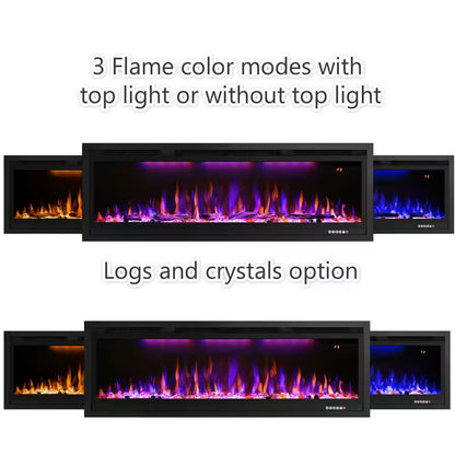 42 In. Smart Electric Fireplace Inserts with APP Control in Black
