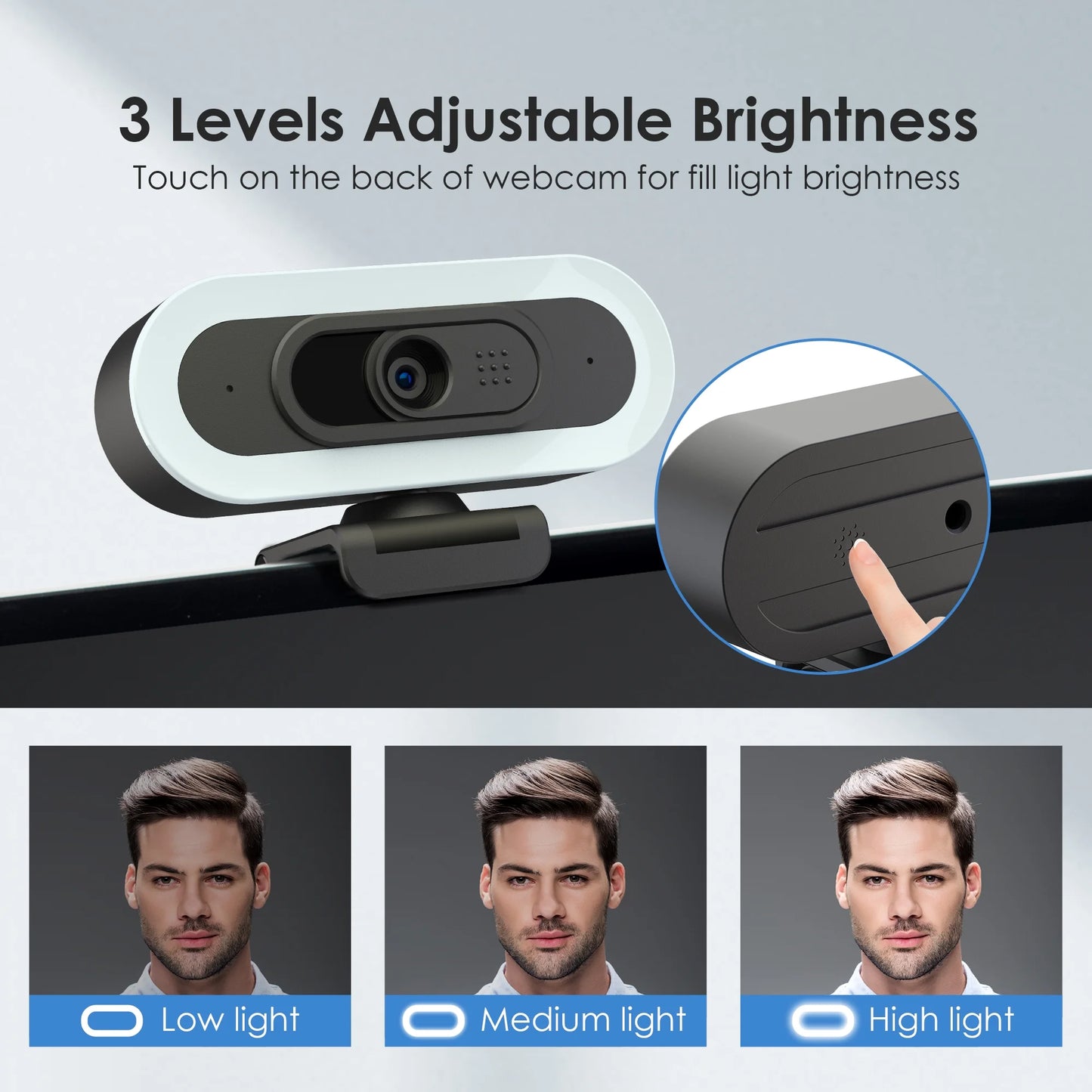 (2 Pack)  2K/1080P Gaming Webcam with Rgb&Fill Light Compatible for Switch 2 Autofocus USB Web Cam 2 Microphones for PC Laptop Video Streaming