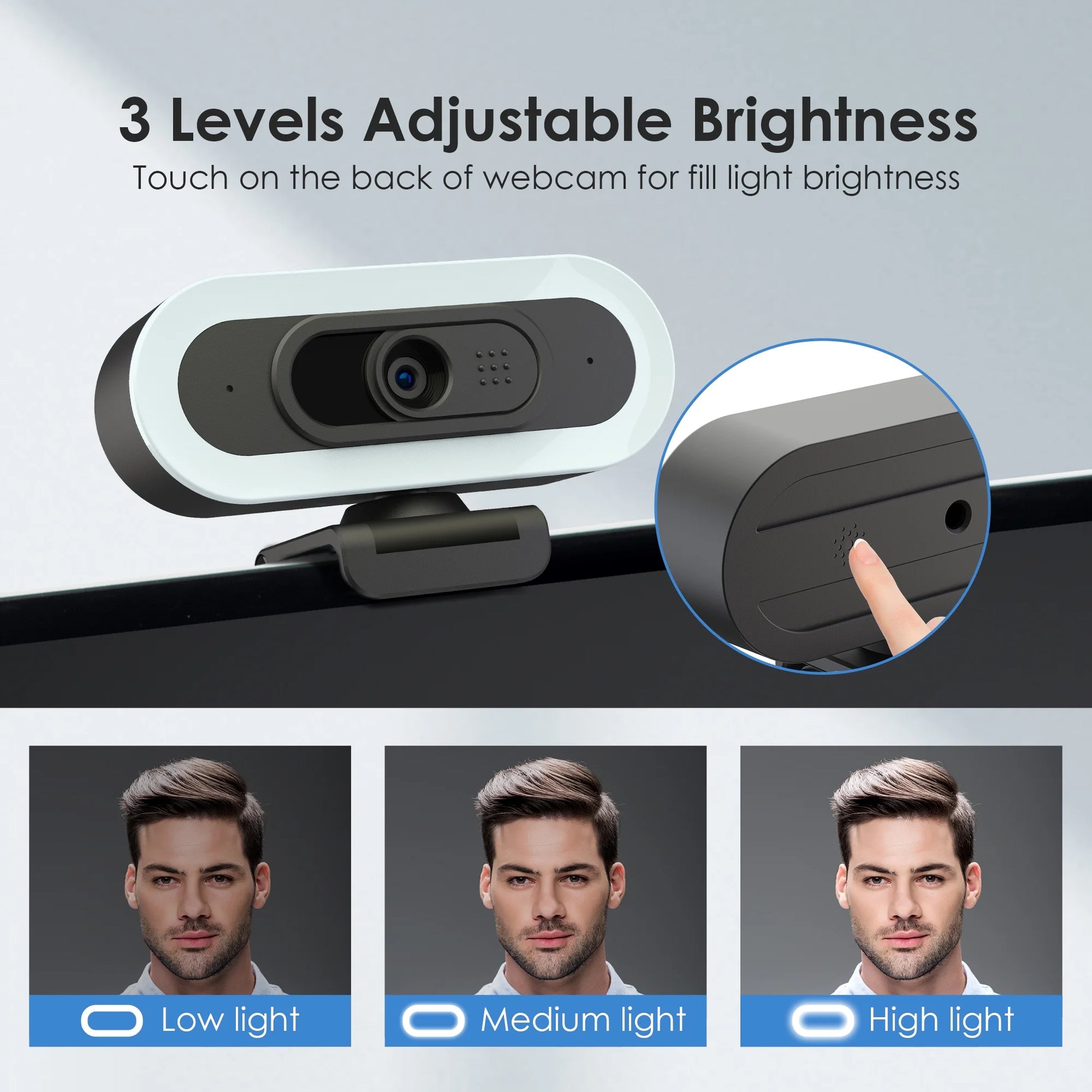 (2 Pack)  2K/1080P Gaming Webcam with Rgb&Fill Light Compatible for Switch 2 Autofocus USB Web Cam 2 Microphones for PC Laptop Video Streaming