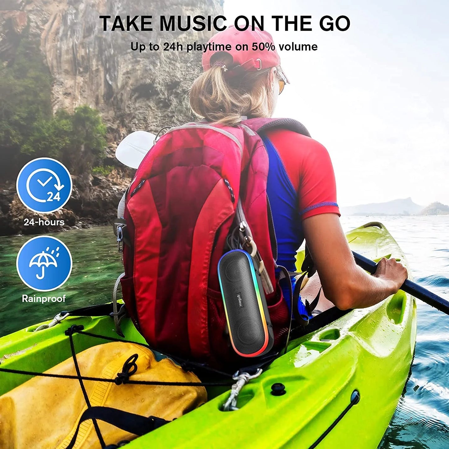 Portable Bluetooth Speaker,Wireless Speakers with 20W Loud Stereo Sound & Bass+,Ipx7 Waterproof,Led Light,24H Playtime,Tws for Outdoor Travel,Home Party,Pool,Beach,Hiking, Camping