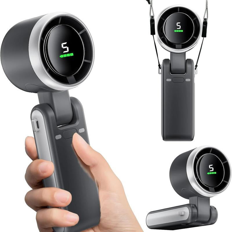 Portable Handheld Turbo Fan, 5 Gear Wind,4000Mah Battery Operated, up to 10 Working Hours, 3 in 1 Hand Fan Rechargeable with Air Turbo Tech Cooling Fan for Outdoor Activities, Travel, Working Summer Travel Must-Haves Tiktokshopbacktoschool