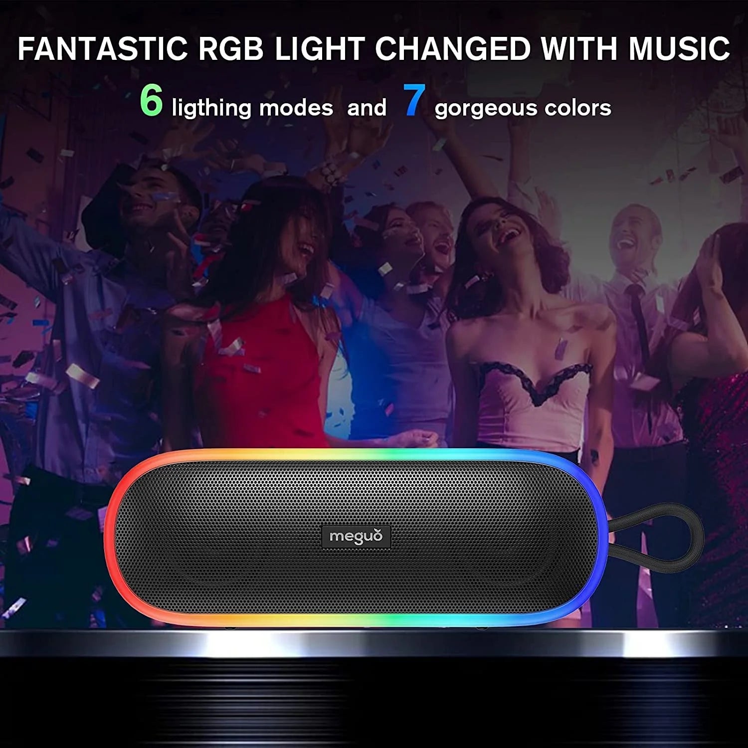 Portable Bluetooth Speaker,Wireless Speakers with 20W Loud Stereo Sound & Bass+,Ipx7 Waterproof,Led Light,24H Playtime,Tws for Outdoor Travel,Home Party,Pool,Beach,Hiking, Camping