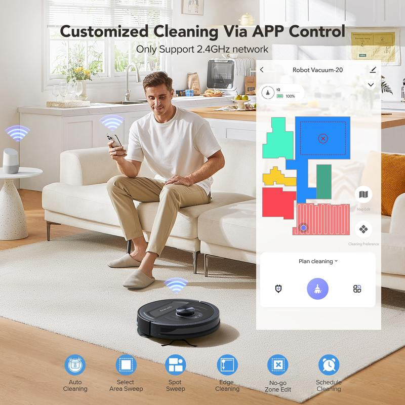 Smart Robot Vacuum and Mop | 5500Pa Suction, Lidar Nav, Alexa & App Control, 120-Min Runtime, Deep Clean Floors & Carpets, Hands-Free & Pet-Friendly