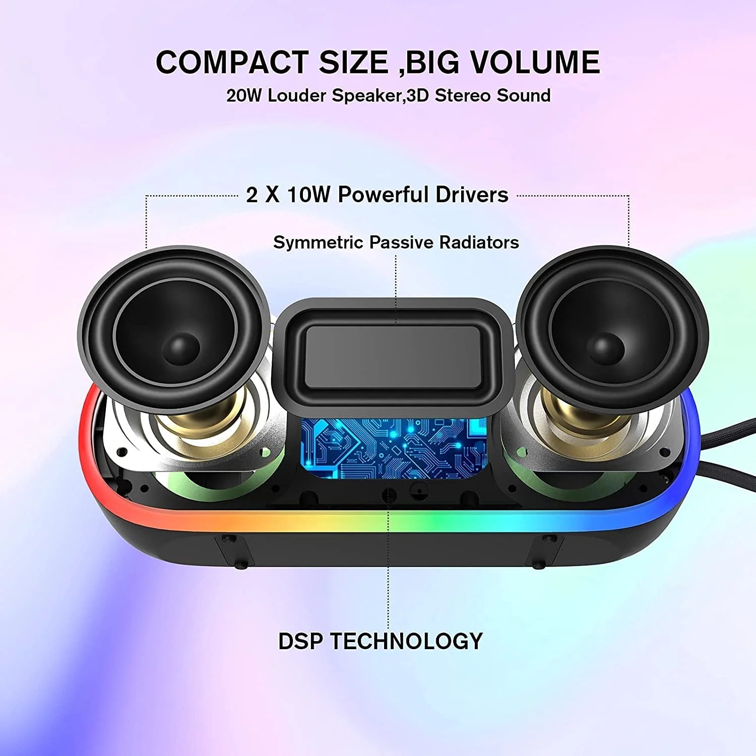 Portable Bluetooth Speaker,Wireless Speakers with 20W Loud Stereo Sound & Bass+,Ipx7 Waterproof,Led Light,24H Playtime,Tws for Outdoor Travel,Home Party,Pool,Beach,Hiking, Camping