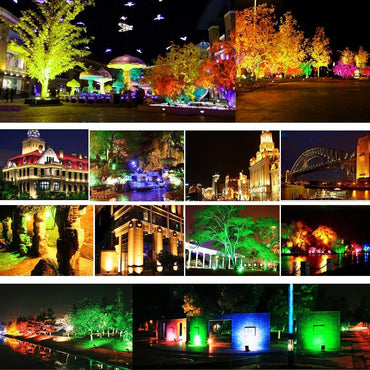 Led Flood Light,10W RGB Color Changing Waterproof Security Lights, with US Plug, Super Bright Remote Control Outdoor Spotlight, for Garden, Yard, Warehouse Sidewalk,Backyard, Garage (5 Pack)