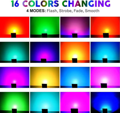 Led Flood Light,10W RGB Color Changing Waterproof Security Lights, with US Plug, Super Bright Remote Control Outdoor Spotlight, for Garden, Yard, Warehouse Sidewalk,Backyard, Garage (5 Pack)