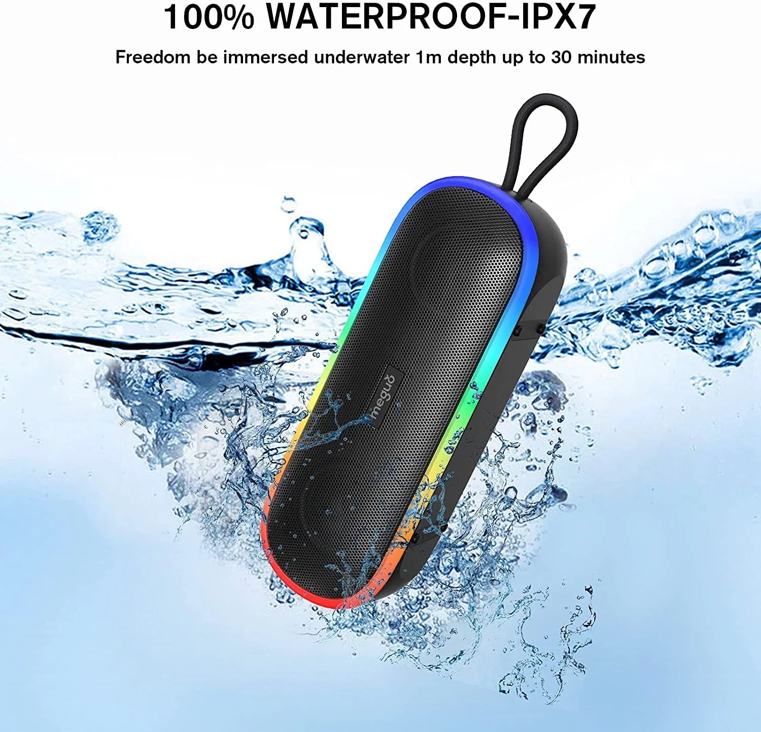 Portable Bluetooth Speaker,Wireless Speakers with 20W Loud Stereo Sound & Bass+,Ipx7 Waterproof,Led Light,24H Playtime,Tws for Outdoor Travel,Home Party,Pool,Beach,Hiking, Camping