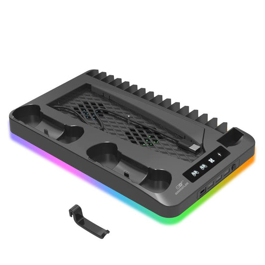 PS5 Multifunctional Cooling Base with Light Headset Hook Game Disc Case Storage Playstation5 Handle Charging Stand