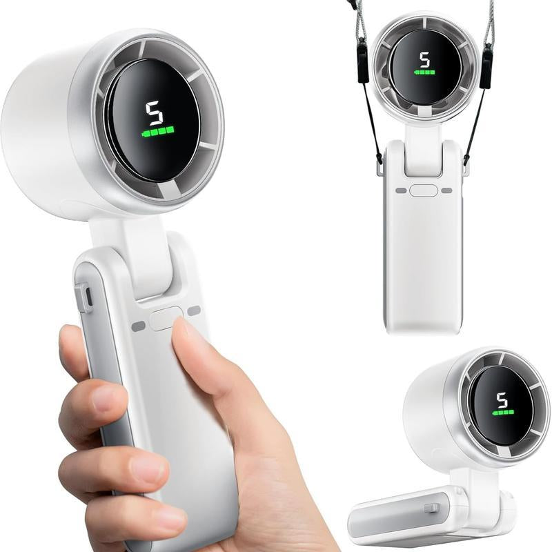 Portable Handheld Turbo Fan, 5 Gear Wind,4000Mah Battery Operated, up to 10 Working Hours, 3 in 1 Hand Fan Rechargeable with Air Turbo Tech Cooling Fan for Outdoor Activities, Travel, Working Summer Travel Must-Haves Tiktokshopbacktoschool