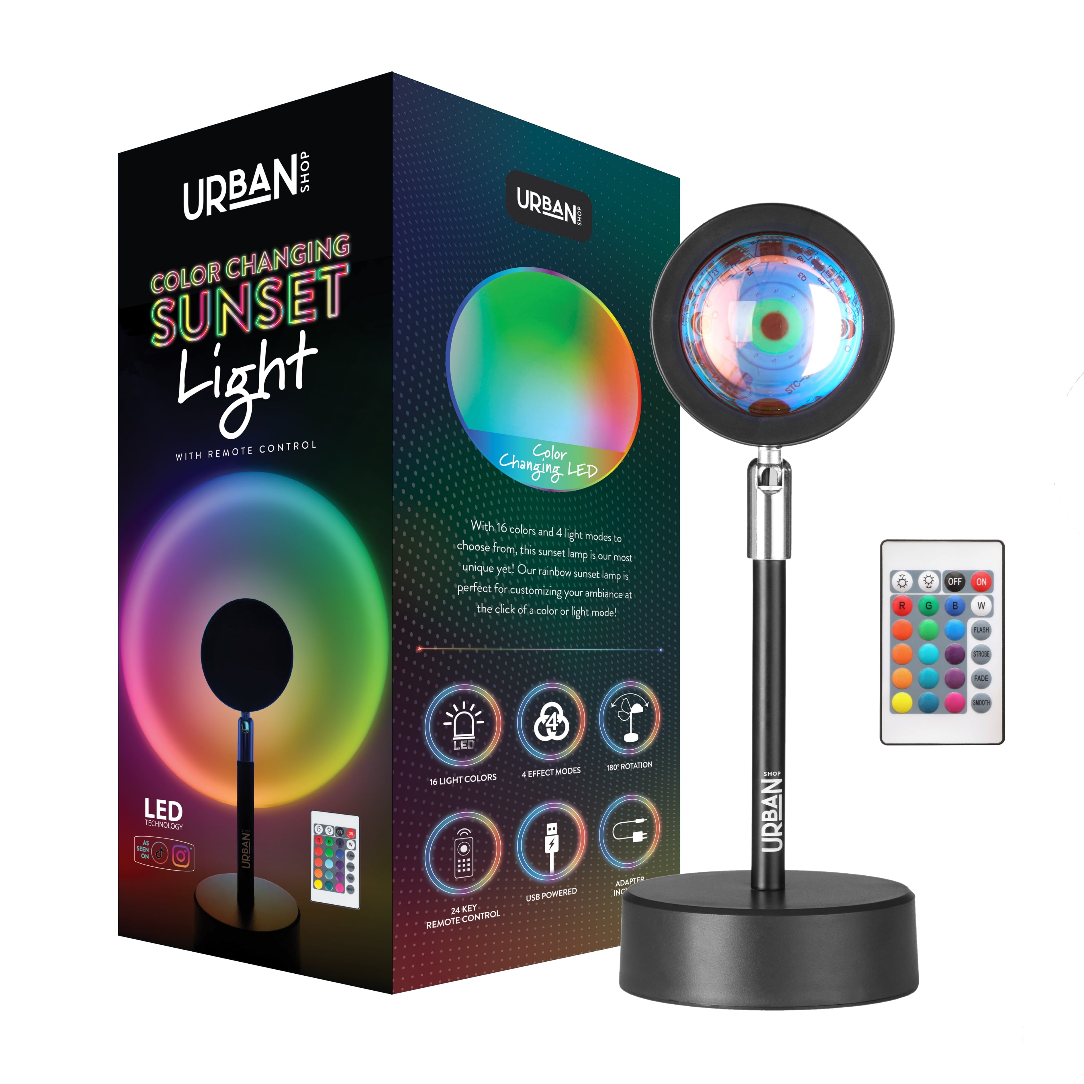 Color Changing LED Sunset Projector Lamp, 10.23" H, Multi-Color Options