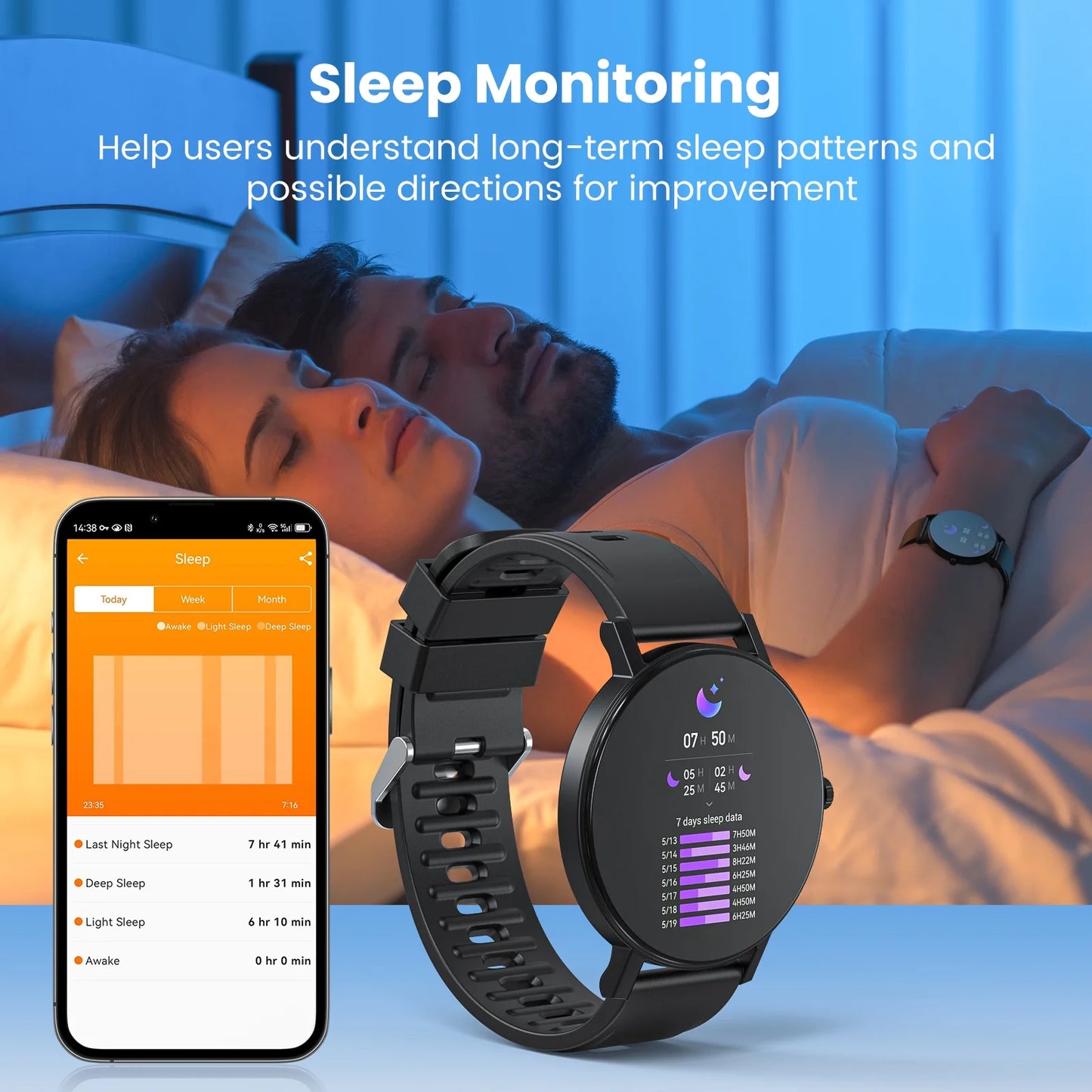 Smart Watch, 1.43" Touch Screen Smartwatch for Women Men, IP68 Waterproof Fitness Tracker Bluetooth 5.3, Compatible with Android & Ios, Black