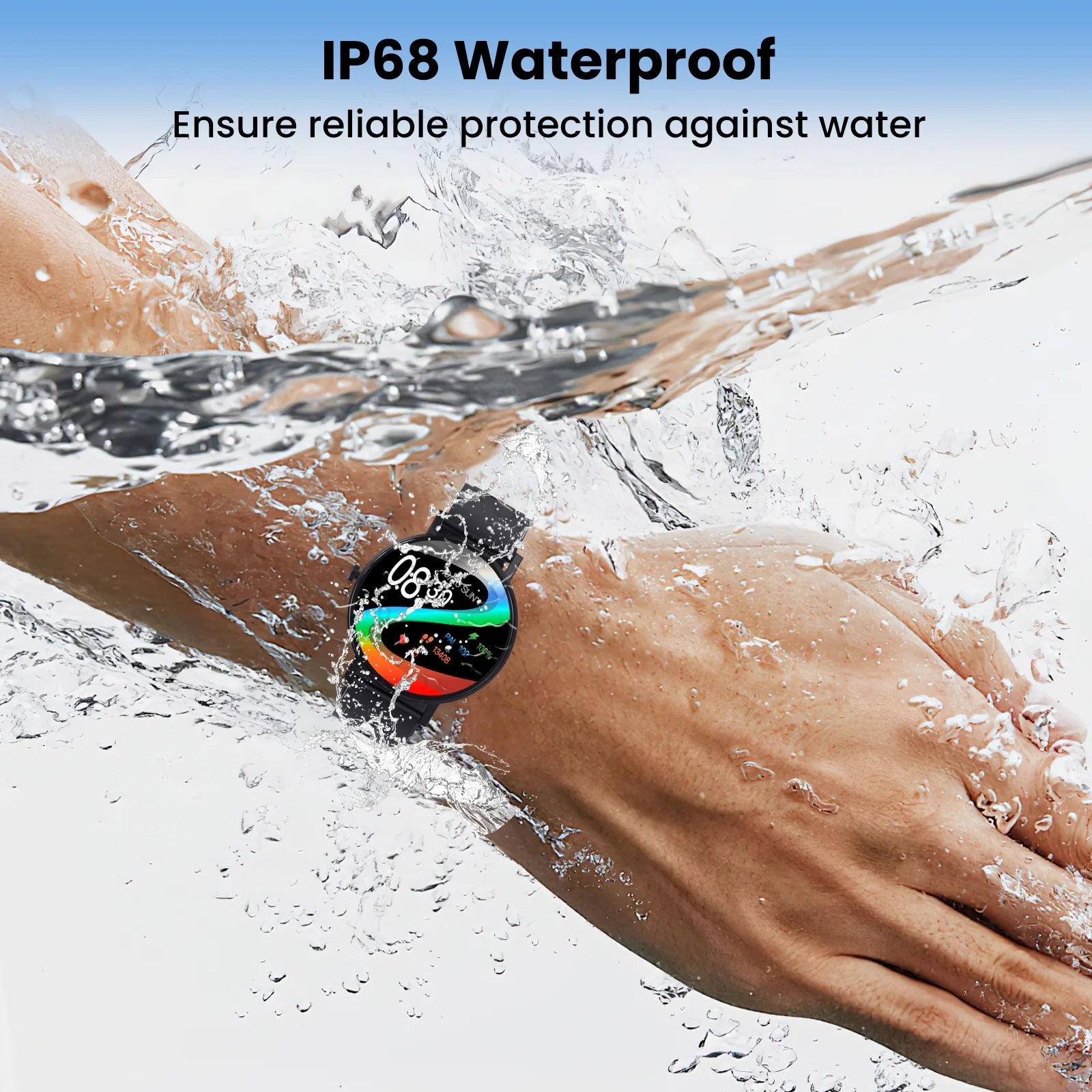 Smart Watch, 1.43" Touch Screen Smartwatch for Women Men, IP68 Waterproof Fitness Tracker Bluetooth 5.3, Compatible with Android & Ios, Black