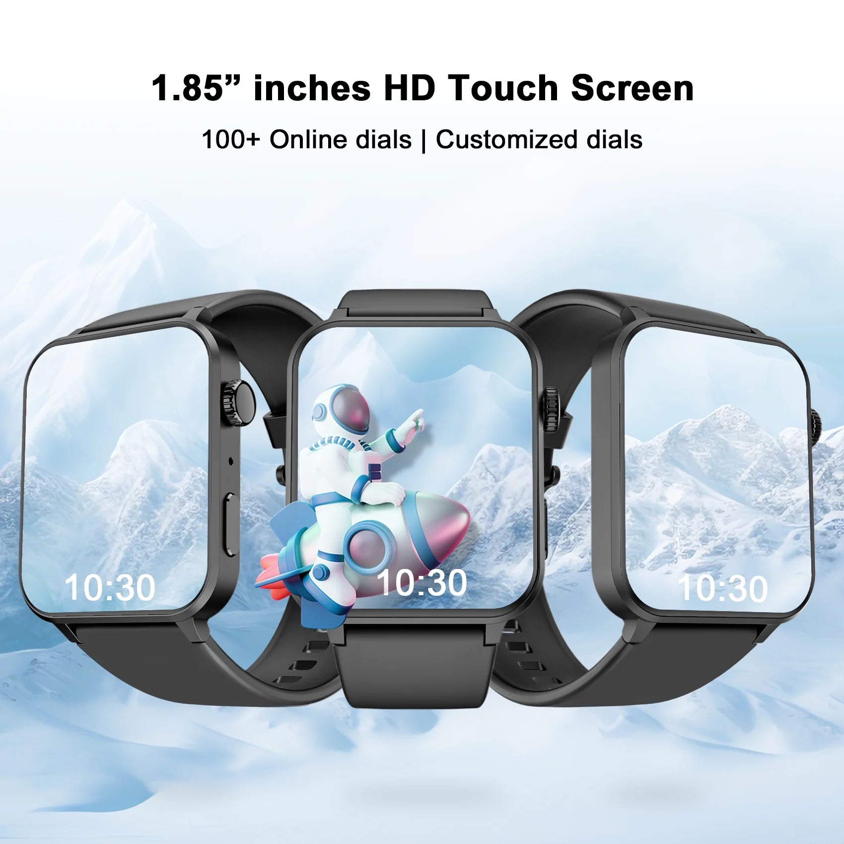 Smart Watch Fits for Android Iphone,Ip68 Waterproof,With Bluetooth Call(Answer/Make Calls) for Women Men 1.83" HD Screen Fitness Watch with AI Voice,Black
