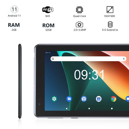 NOVOJOY 7 Inch Tablet, Tablet with Case, Android Tablet PC, 32GB Storage 2GB RAM Tablets Quad-Core Processor Android Tablet PC Dual Camera, Wifi, BT Computer Tablet.(With Tablet Cover)
