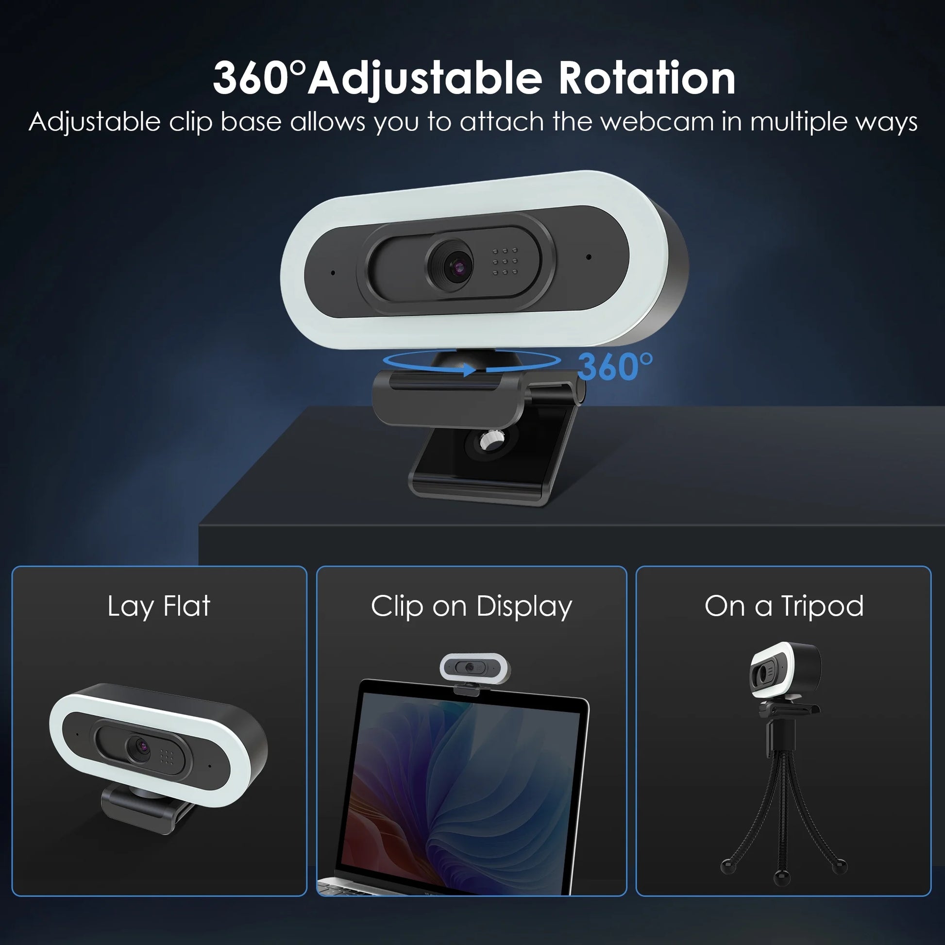 (2 Pack)  2K/1080P Gaming Webcam with Rgb&Fill Light Compatible for Switch 2 Autofocus USB Web Cam 2 Microphones for PC Laptop Video Streaming