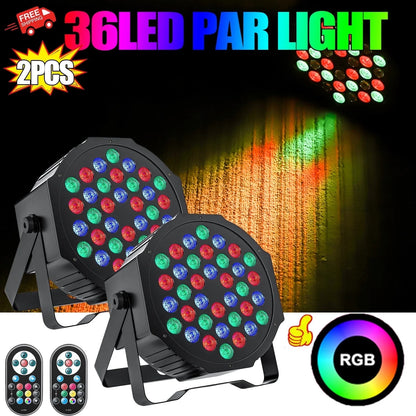 2 Pack Stage Lights 36 LED Par Lights with Wireless Remote Sound Activated DMX Control for DJ Party Effect Lighting