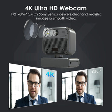 4K Webcam with 2 Microphones Zoom Remote Precise Focus Compatible for Switch 2 EPTZ Webcamera for PC Laptop Conference Video Streaming USB Web Cam