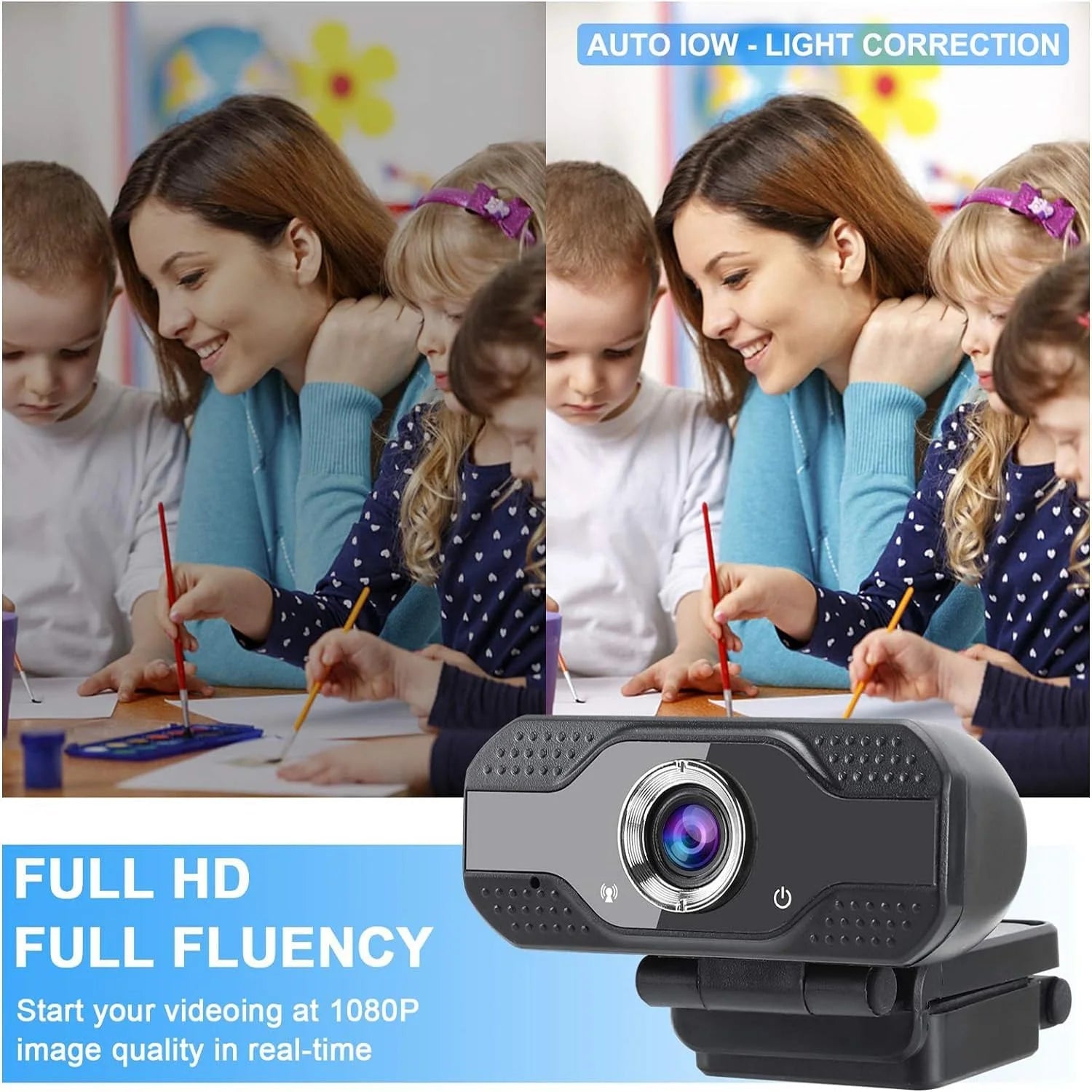 Webcam with Microphone for Desktop,1080P HD USB Webcam for PC Desktop & Laptop,With Privacy Cover&Webcam Tripod, Plug and Play,For Conferencing and Video Calling