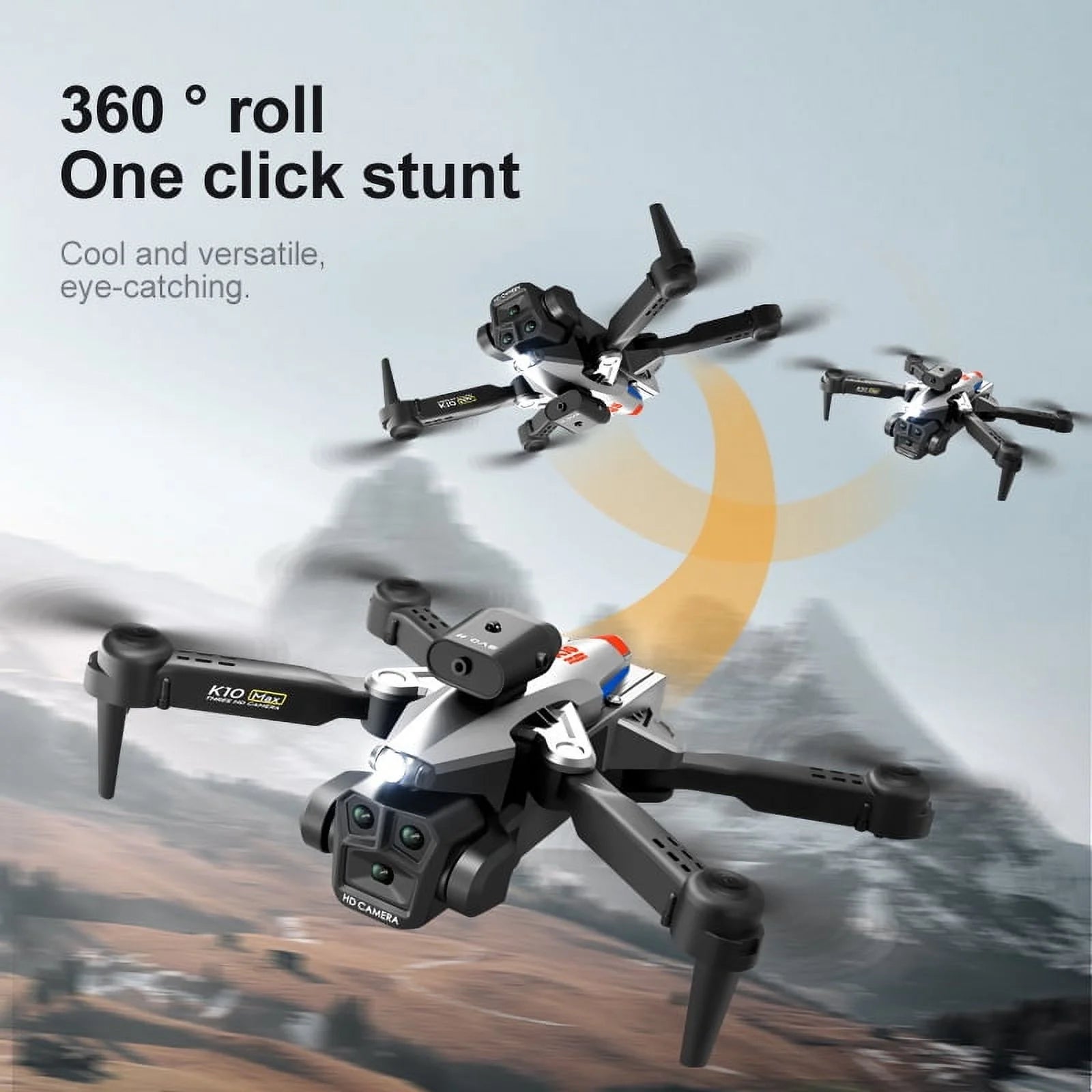Drone with 3 Camera 1080P for Kids and Adults, RC Quadcopter Foldable FPV Drone for Beginners, 2 Batteries, Carrying Case