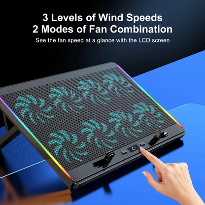 Laptop Cooling Pad with 8 Quiet Fans 7 Angles 2 USB Port, Laptop Cooler for 12.1-17.3" Laptop