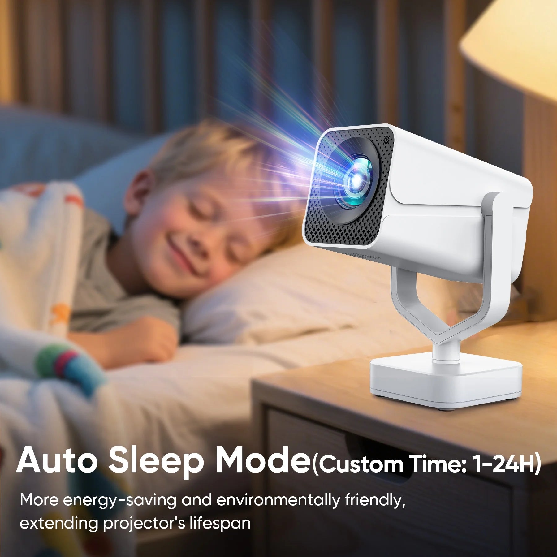 [Built-In Apps]  Mini Projector with Wifi and Bluetooth, HD 1080P Video Smart Projector with Android System