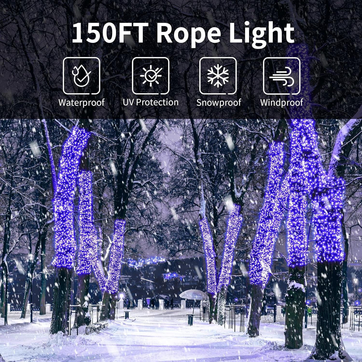 LED Rope Lights, 150Ft 1620 Leds Strip Lights Indoor Outdoor Waterproof LED Rope Lighting Decorative Lighting (Blue)