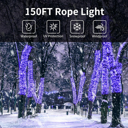 LED Rope Lights, 150Ft 1620 Leds Strip Lights Indoor Outdoor Waterproof LED Rope Lighting Decorative Lighting (Blue)