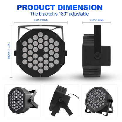 2 Pack Stage Lights 36 LED Par Lights with Wireless Remote Sound Activated DMX Control for DJ Party Effect Lighting