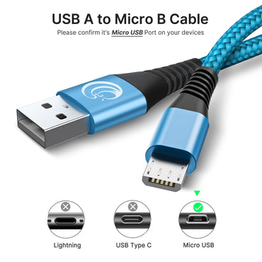 Micro USB Cable, 3Pack 10FT Android Charger Cable Long Braided Fast Charging Cable Compatible with Samsung Galaxy S7 S6 S5